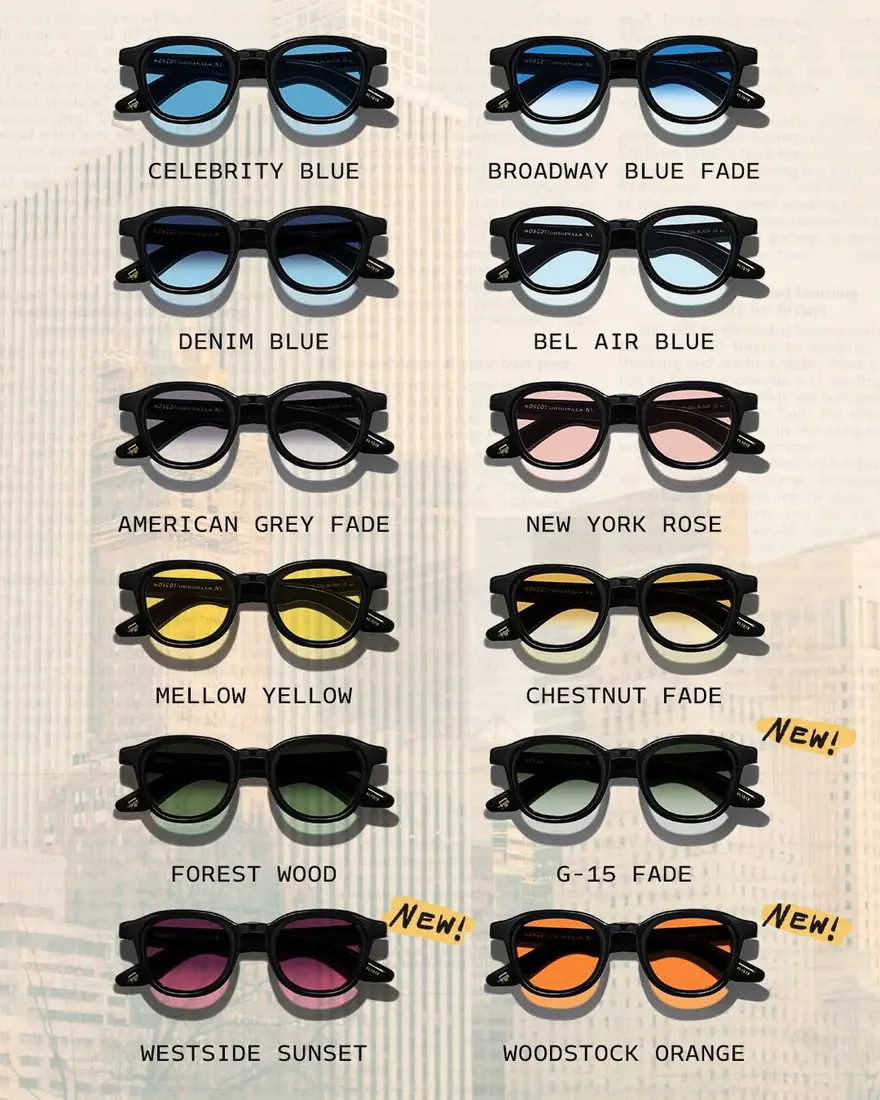 Moscot, nuancier des verres teintés