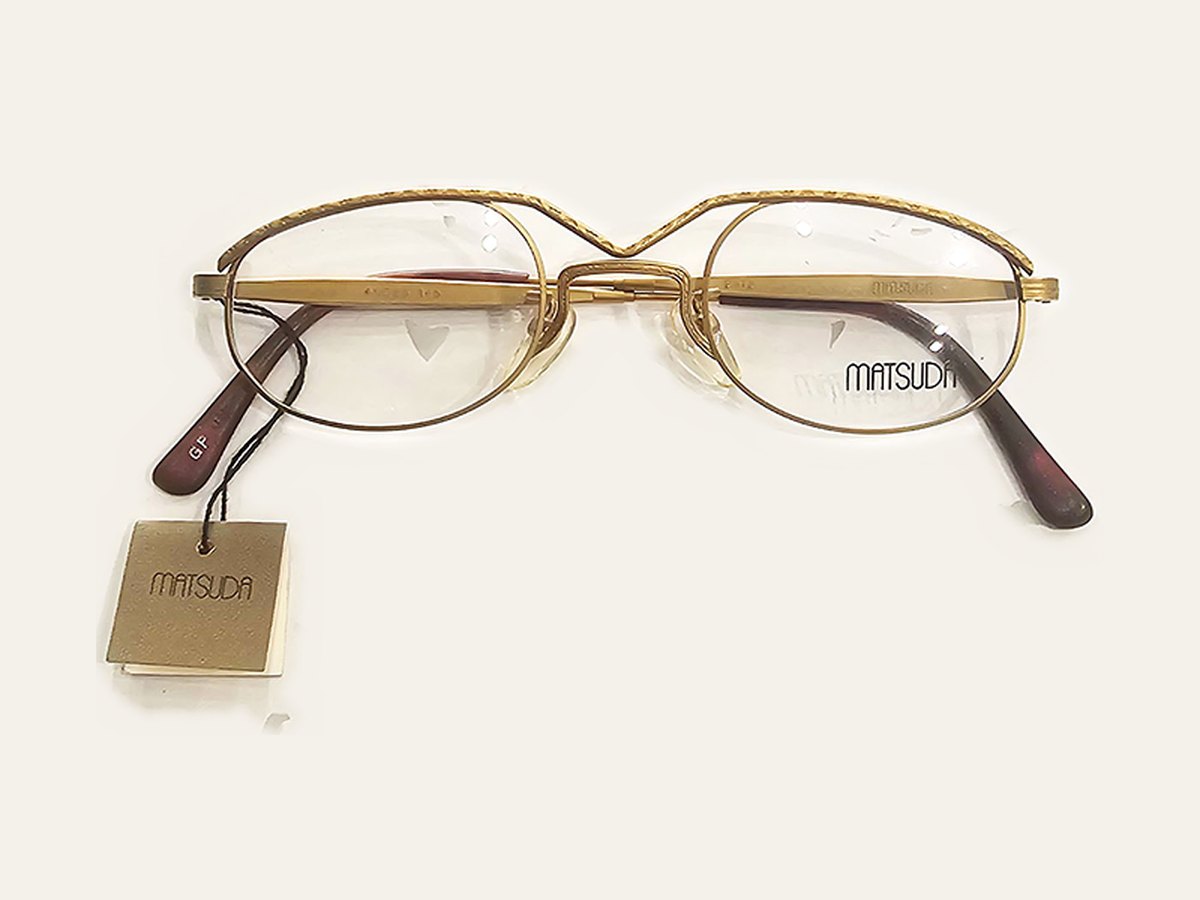Matsuda vintage, monture optique plaqué or à double pont gravé, Made in Japan